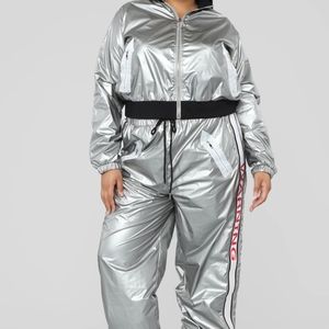 Be careful pant set silver
